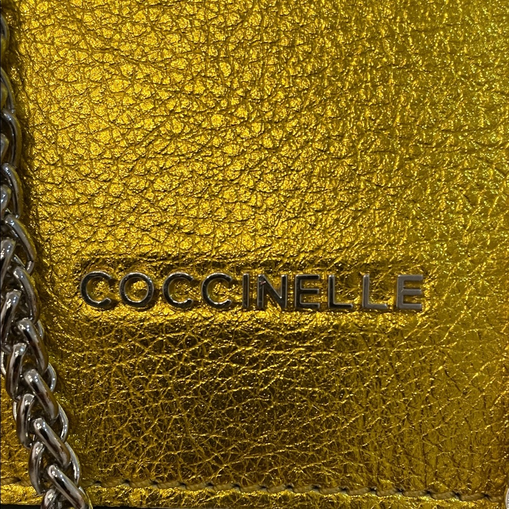 💜Coccinelle Vibrant Yellow Crossbody Bag with Chain Strap - Picture 7 of 16